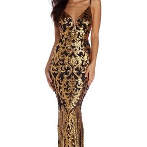 Roseanna Formal Sequin Scroll Dress